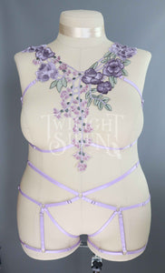 LILAC FLORAL LACE BODY HARNESS SET
