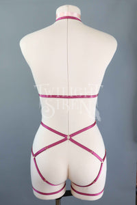 JADE BODY HARNESS OUVERT PLAYSUIT MAGENTA -DISCONTINUED - SIZE SMALL // UK 4-8 // US 0-4 (FITS : RIBCAGE UP TO 34" // WAIST UP TO 36" // LEG CIRCUMFERENCE UP TO 21")