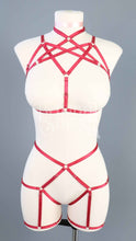 SCARLET RED HEXAGRAM SET: BRALET AND THIGH HARNESS
