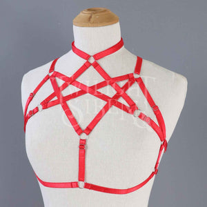 RED HEXAGRAM SET: BRALET AND THIGH HARNESS