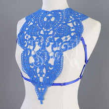 NOX BLUE LACE BODY HARNESS BRALET - SMALL: UK 8-10 - FITS UP TO 28-34" RIBCAGE