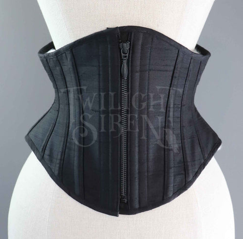 23.5 INCH WAIST VOLUSPA BLACK SILK RIDING CORSET - PHOTOSHOOT SAMPLE