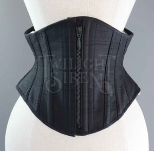 23.5 INCH WAIST VOLUSPA BLACK SILK RIDING CORSET - PHOTOSHOOT SAMPLE