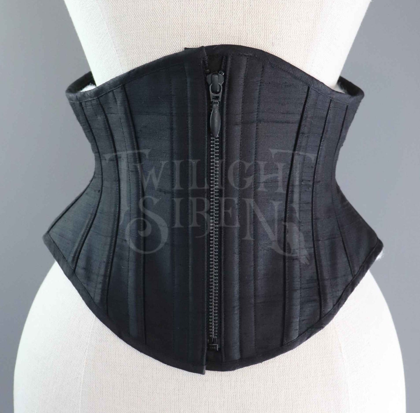 23.5 INCH WAIST VOLUSPA BLACK SILK RIDING CORSET - PHOTOSHOOT SAMPLE