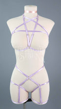 LILAC PURPLE PENTAGRAM SET: BRALET AND THIGH HARNESS