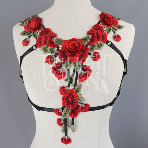 ROSE LACE BODY HARNESS BRALET ~SIZE MEDIUM // UK 12-14 // US 8-10 (FITS 32