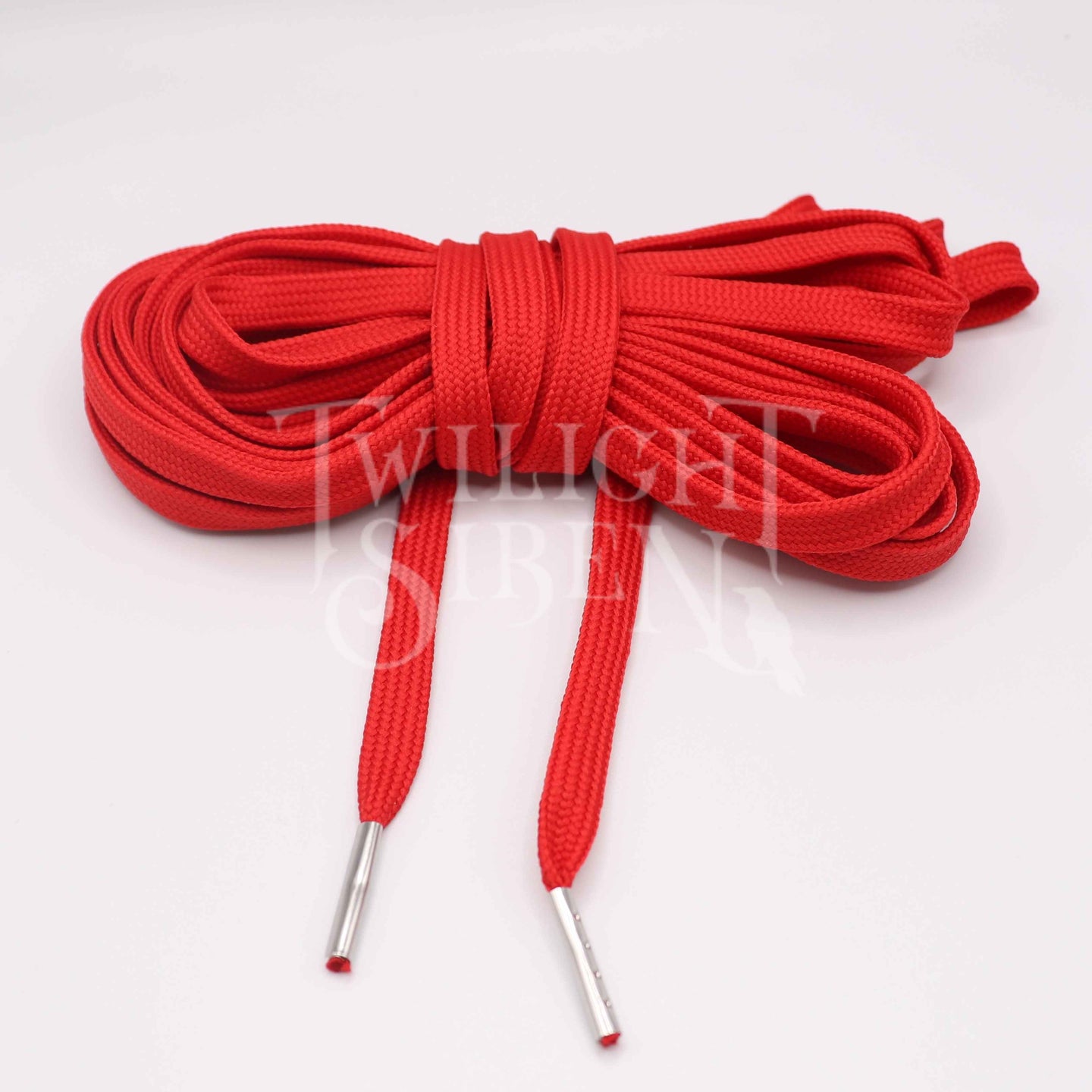Flat RED polyester corset and stay lacing tipped with silver metal aglets