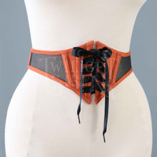 26 INCH WAIST PAPRIKA SILK AND MESH SWISS WAIST CORSET