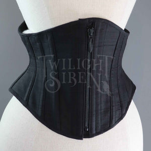 23.5 INCH WAIST VOLUSPA BLACK SILK RIDING CORSET - PHOTOSHOOT SAMPLE