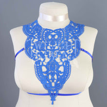 NOX BLUE LACE BODY HARNESS BRALET - UK 16-18 -  FITS UP TO 34-42" RIBCAGE