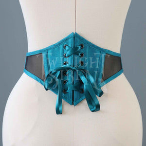26 INCH WAIST BLACK MESH AND SILK SWISS WAIST CORSET (SUITABLE FOR NATURAL WAIST 27-28 INCH)