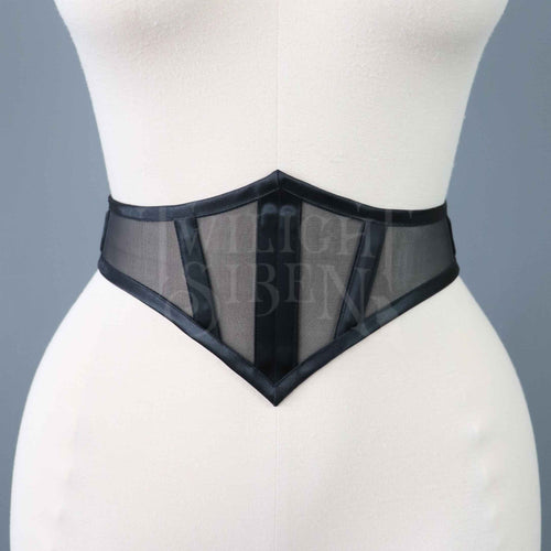 24 INCH WAIST BLACK MESH SWISS WAIST CORSET