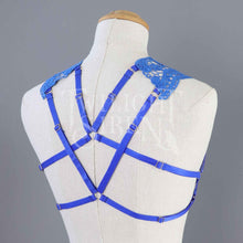 NOX BLUE LACE BODY HARNESS BRALET - SMALL: UK 8-10 - FITS UP TO 28-34" RIBCAGE