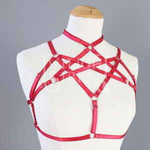 HEXAGRAM BODY HARNESS BRALET SCARLET RED