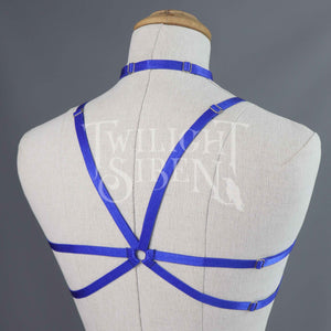 HEXAGRAM BODY HARNESS BRALET ROYAL BLUE - DEVELOPMENT SAMPLE - SIZE SMALL UK 8-10 // US 4-6
