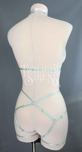 JADE BODY HARNESS OUVERT PLAYSUIT SAGE GREEN DEVELOPMENT SAMPLE - SIZE SMALL // UK 4-8 // US 0-4