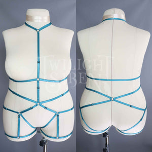 JADE BODY HARNESS OUVERT PLAYSUIT TEAL GREEN -  DEVELOPMENT SAMPLE SIZE UK 24-26 // US 20-22