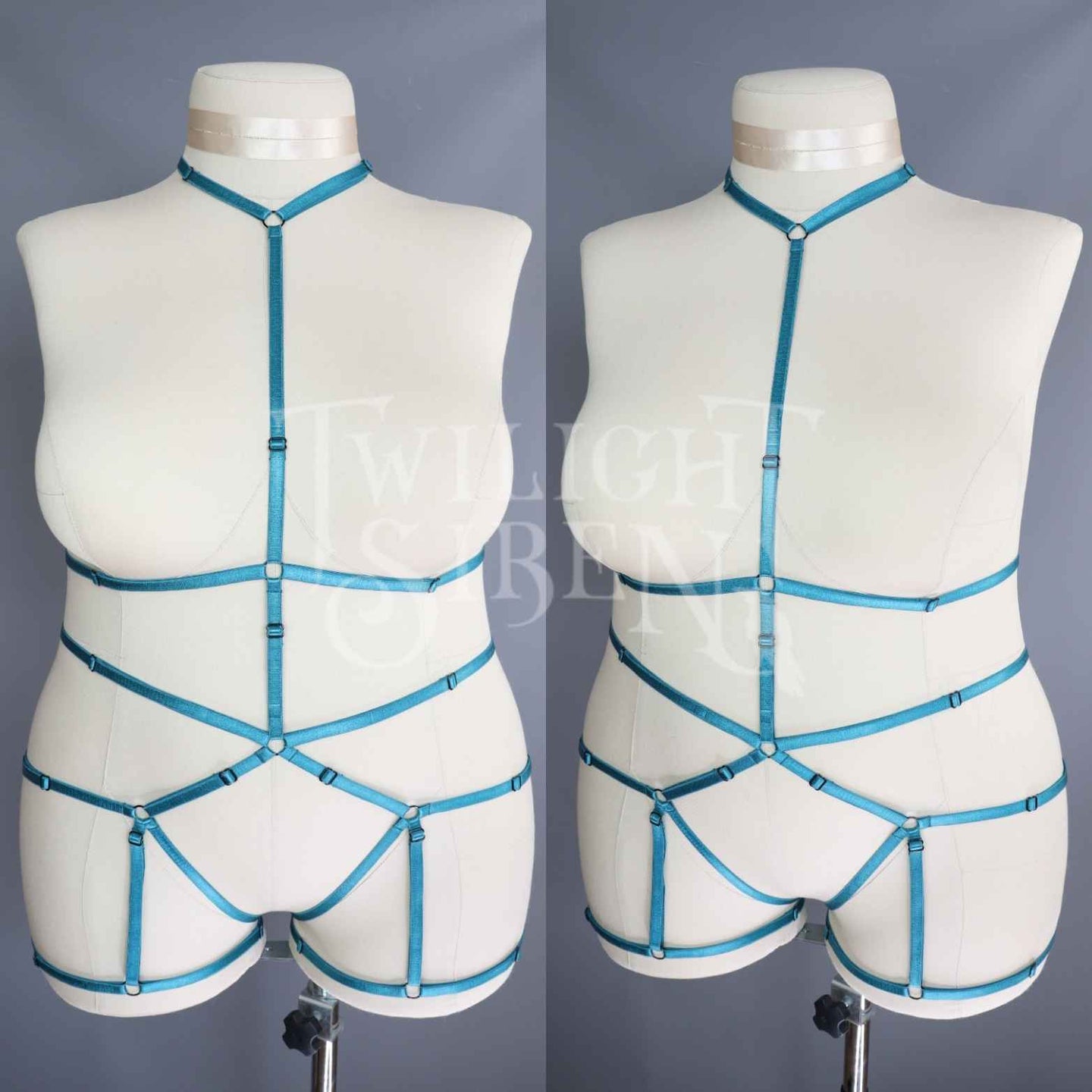 JADE BODY HARNESS OUVERT PLAYSUIT TEAL GREEN -  DEVELOPMENT SAMPLE SIZE UK 24-26 // US 20-22