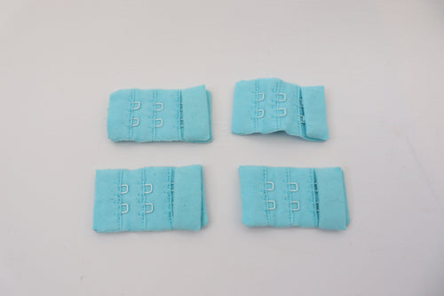 Light turquoise teal bra hook and eye tab 3cm - pack of 4