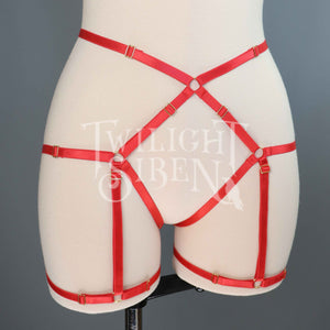 HIGH WAIST BODY HARNESS OUVERT BRIEF RED - LAST ONE SIZE SMALL // UK 8-10