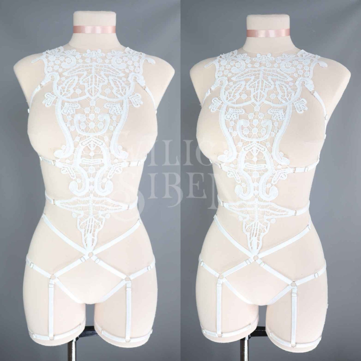 IVORY LACE BODY HARNESS PLAYSUIT