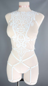 IVORY LACE BODY HARNESS PLAYSUIT
