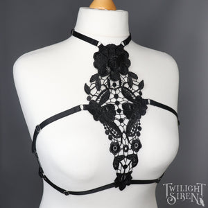 LACE CHOKER BODY HARNESS (SIZE ~ LARGE // UK 16-18)
