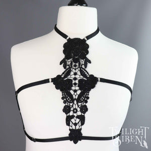 LACE CHOKER BODY HARNESS (SIZE ~ XLARGE // UK 20-22)