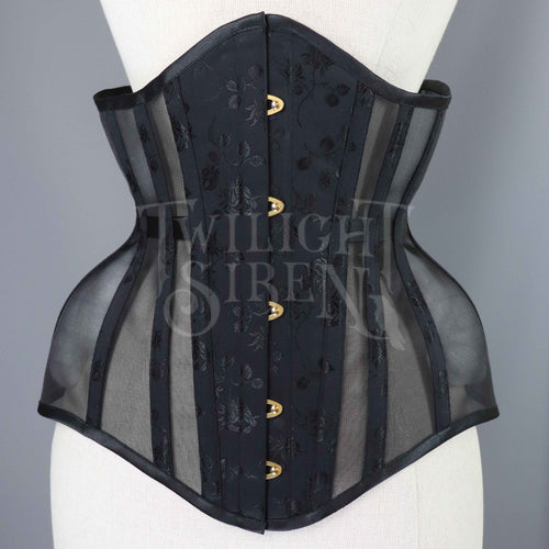 ROSEBUD COUTIL AND MESH UNDERBUST CORSET