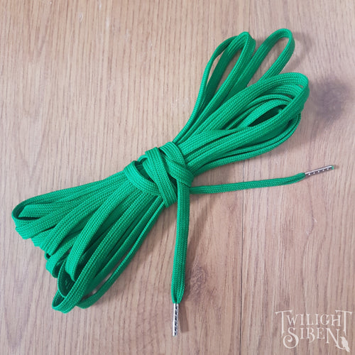 EMERALD GREEN POLYESTER CORSET LACING - TIPPED WITH METAL AGLETS