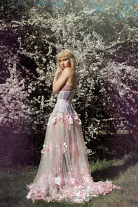 PASTEL PINK FLORAL TULLE SKIRT - MADE TO ORDER