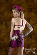 KISA luxury elastic strap harness bra top lingerie purple by Twilight Siren