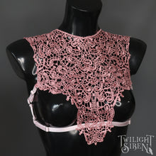 ROSE PINK OLIVIA LACE BODY HARNESS BRA (OLD VERSION ELASTIC) SIZE SMALL // UK 8-10