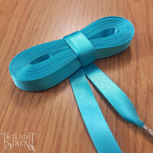 TURQUOISE TEAL SATIN CORSET RIBBON LACING ~10MM / 15MM / 25MM