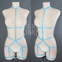 TURQUOISE BODY HARNESS OUVERT PLAYSUIT