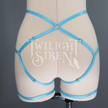 HIGH WAIST BODY HARNESS OUVERT BRIEF TURQUOISE TEAL