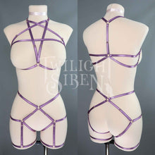 VIOLET PURPLE PENTAGRAM SET: BRALET AND THIGH HARNESS