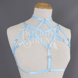 HEXAGRAM BODY HARNESS BRALET PASTEL LIGHT BLUE