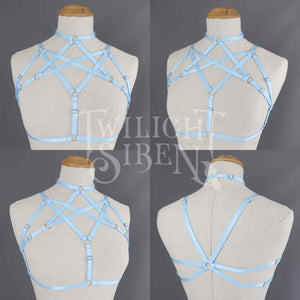 HEXAGRAM BODY HARNESS BRALET PASTEL LIGHT BLUE