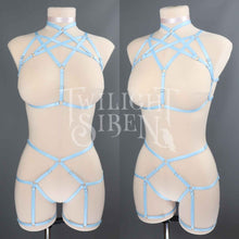 PASTEL LIGHT BLUE HEXAGRAM SET: BRALET AND THIGH HARNESS