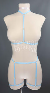 SARAH PASTEL LIGHT BLUE CHOKER BODY HARNESS SET