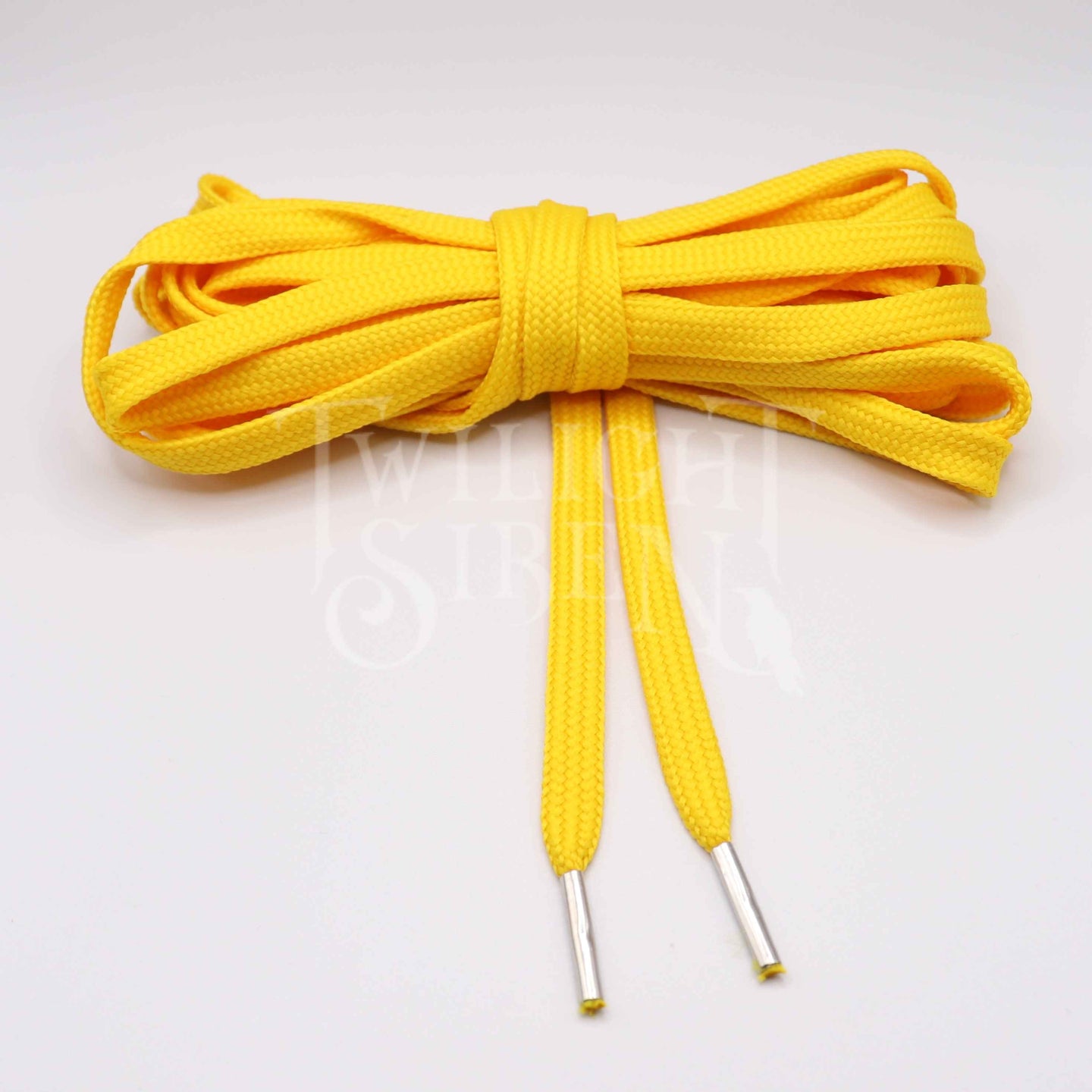 BRIGHT YELLOW POLYESTER CORSET LACING - TIPPED WITH METAL AGLETS
