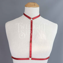 SARAH CHOKER BODY HARNESS WINE / SILVER RING ~ SIZE ~ XS/SM  UK 4-10 // US 0-6 (Fit underbust between 24" - 32")