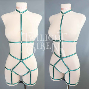 JADE BODY HARNESS OUVERT PLAYSUIT EMERALD GREEN