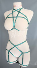 EMERALD GREEN PENTAGRAM SET: BRALET AND THIGH HARNESS