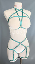 EMERALD GREEN PENTAGRAM SET: BRALET AND THIGH HARNESS