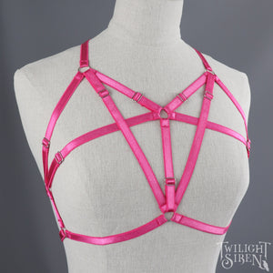 TALIA BODY HARNESS BRALET BRIGHT PINK SIZE ~ XSMALL / SMALL UK 4-10 (DISCONTINUED COLOUR)