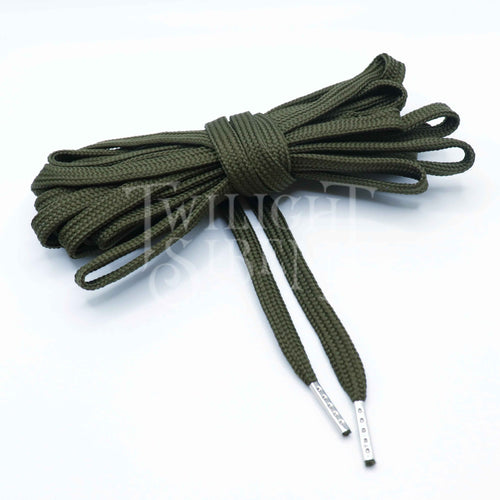 KHAKI GREEN POLYESTER CORSET LACING - TIPPED WITH METAL AGLETS