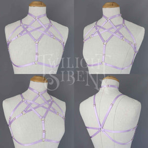 LILAC PURPLE HEXAGRAM SET: BRALET AND THIGH HARNESS
