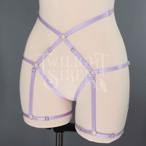 HIGH WAIST BODY HARNESS OUVERT BRIEF LILAC PURPLE